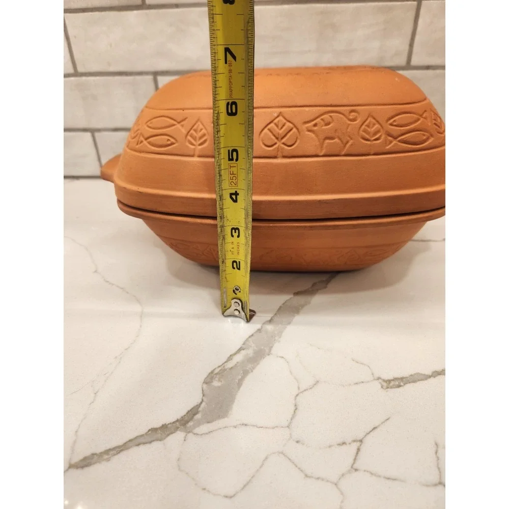 Romertopf Terra Cotta Clay Baker Pot and Lid #110 Made In Germany With Recipes